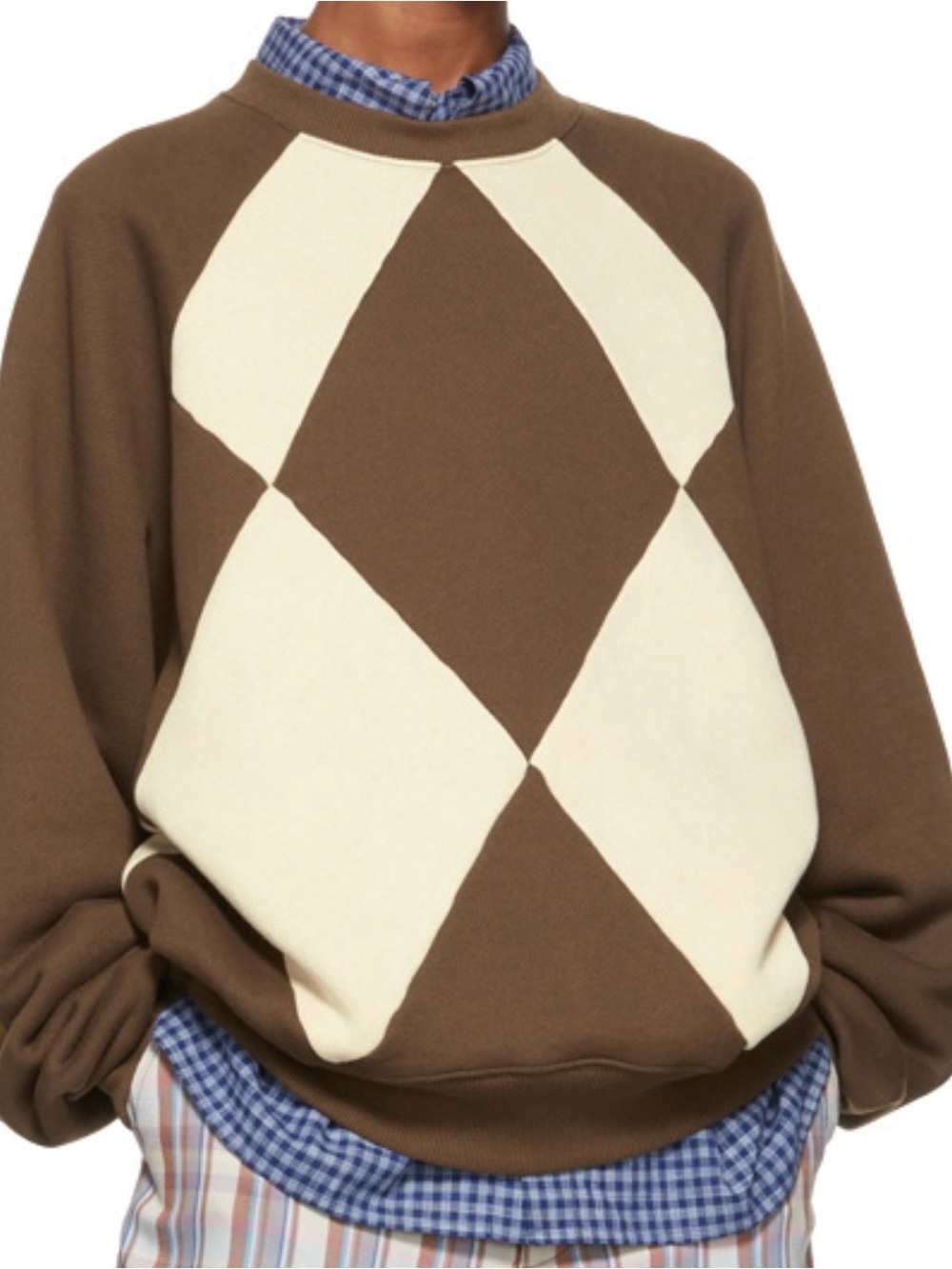 Acne Studios Brown & Beige Argyle Sweatshirt M